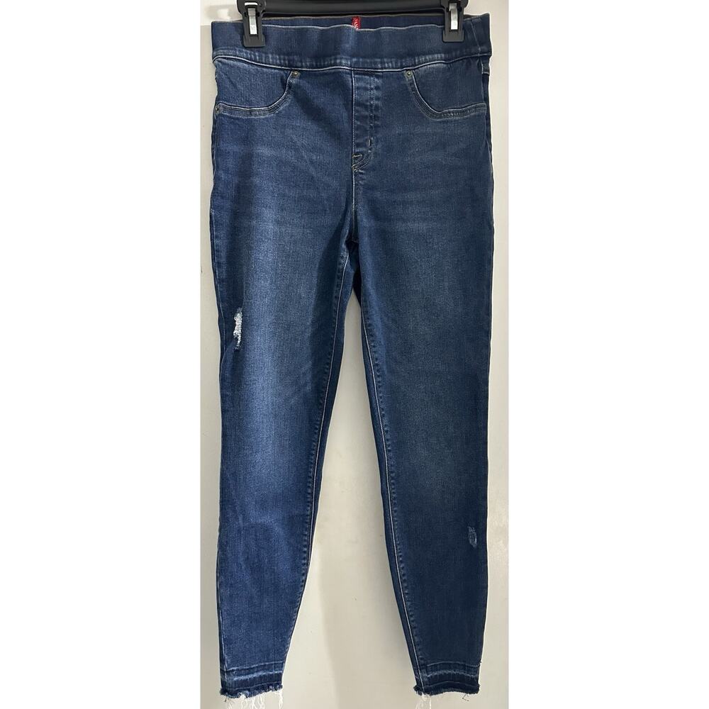 Spanx Distressed Ankle Skinny Pull On High Waist Released Raw Hem Jean Jegging M